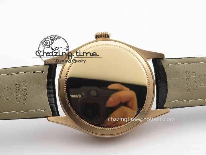 Black RG A3165 Dial Leather Date On Stick Best Edition Strap VF Cellini Markers Black 0708